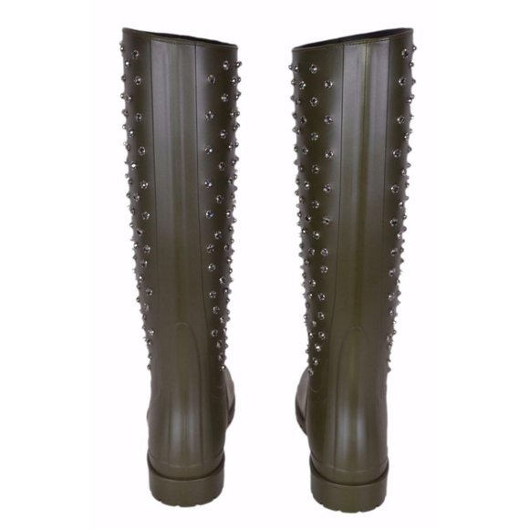 YSL Saint Laurent Crystal Studs Rubber Rain Boot - Picture 5 of 9